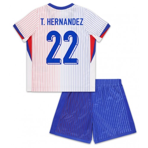 Fotballdrakt Barn Frankrike Theo Hernandez #22 Bortedraktsett EM 2024 Kortermet (+ Korte bukser)